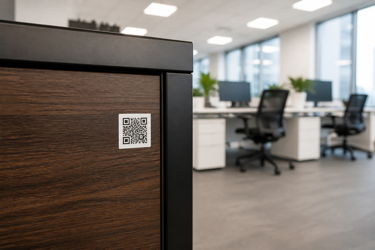 QR-метка на офисной мебели для инвентаризации